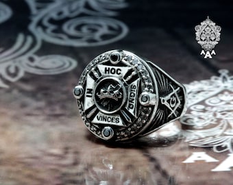 Knight Templar ring In Hoc Signo Vinces Ring Knights Templar In Hoc Signo Masonic Freemason ring Silver 925 or Brass