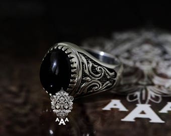 Onyx silver men ring,Black Onyx Ring,Onyx Ring,Sterling Silver 925 Black oxidize.