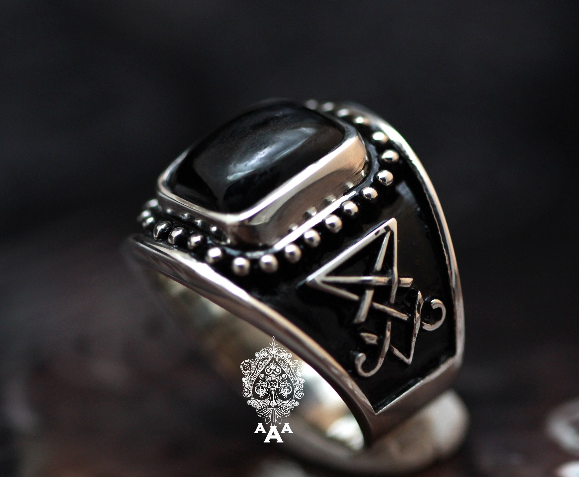 Sigil of Lucifer Ring,onyx Ring,new Onyx Silver Ring,lucifer Series ...