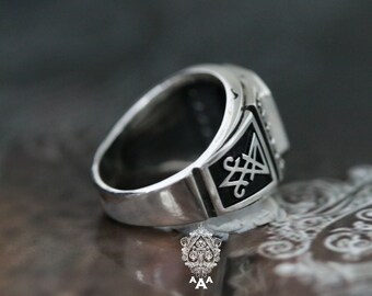 Anillo lucifer Anillo de ónix Anillo de plata ónix Lucifer Serie Plata de  ley 925