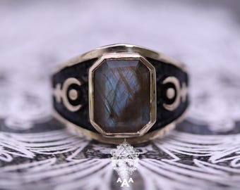 Labradorite Hades Brass Ring Hades Signet ring Labradorite Brass Ring