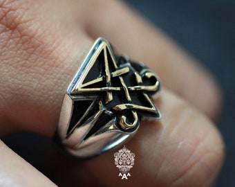 Sigil of Lucifer ring,Sigil of Lucifer Signet Ring,silver Ring,Lucifer Series Sterling Silver 925 Black
