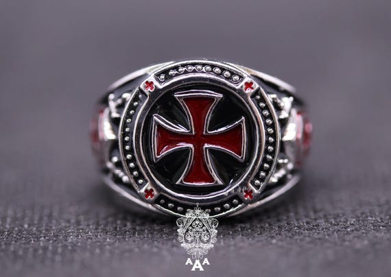 Red Cross Knigth Templar Shiel Black Ring Silver or Brass - Etsy