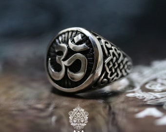 Ohm ring ohm men ring Ohm jewelry,Sterling Silver 925 Black oxidize.