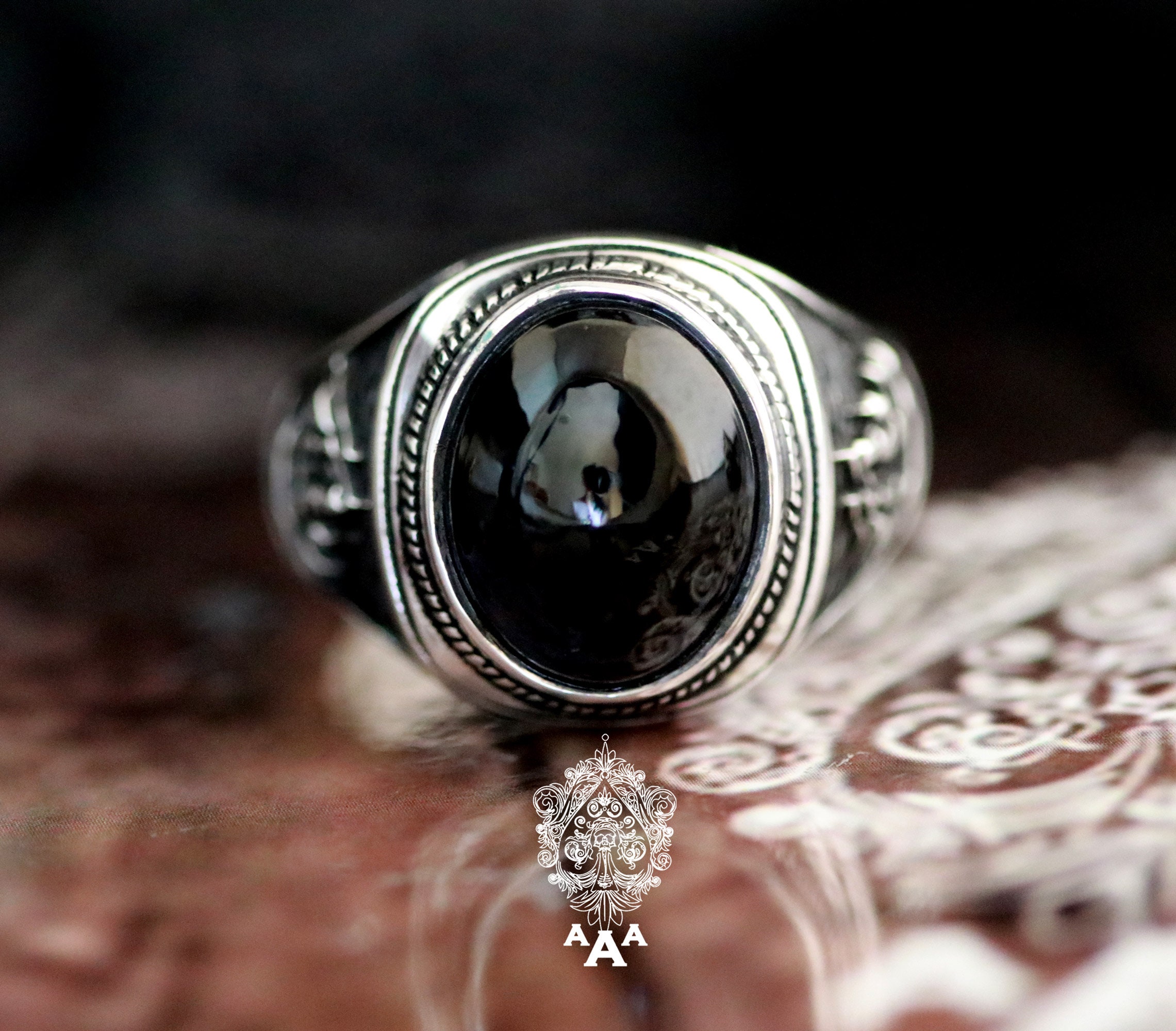Anillo de piratas del Caribe anillo de ónix de perla negra Etsy España