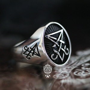 Sigil of Lucifer ring,Sterling Silver 925 Black. image 3