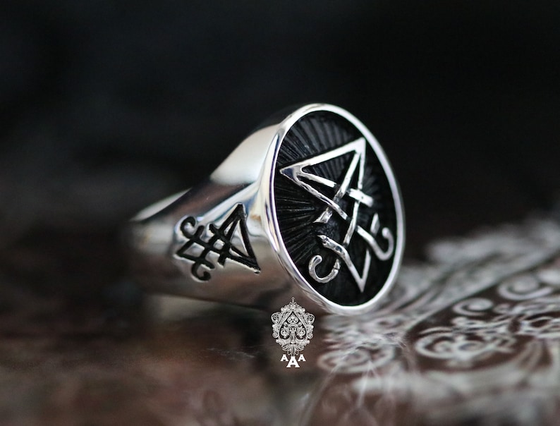 Sigil of Lucifer ring,Sterling Silver 925 Black. image 3