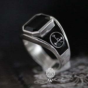 Liltih Ring Sigil of Lilith with Onyx 925 Sterling Silver Natural Onyx