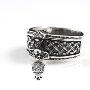 Thor&#39;s Ring, Mjolnir Viking Ring , Norse Viking Jewelry,Sterling Silver 925 Black oxidize.