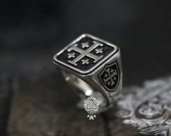 Jerusalem cross ring Templar Cross Ring,Knights Templar Ring,Templar Cross Ring,Sterling Silver 925