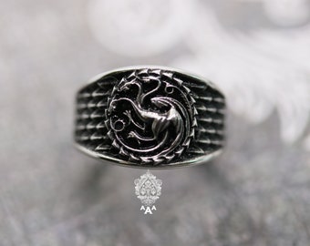 Women Ring Daenerys Targaryen Dragon Signet Ring Small Ring Engraved Game Of Thrones Ring Sterling Silver 925 Black