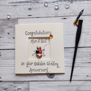 Carte de mariage dorée, 50e carte de mariage, Carte de mariage dorée personnalisée, carte de 50e anniversaire, 50e mariage de couple