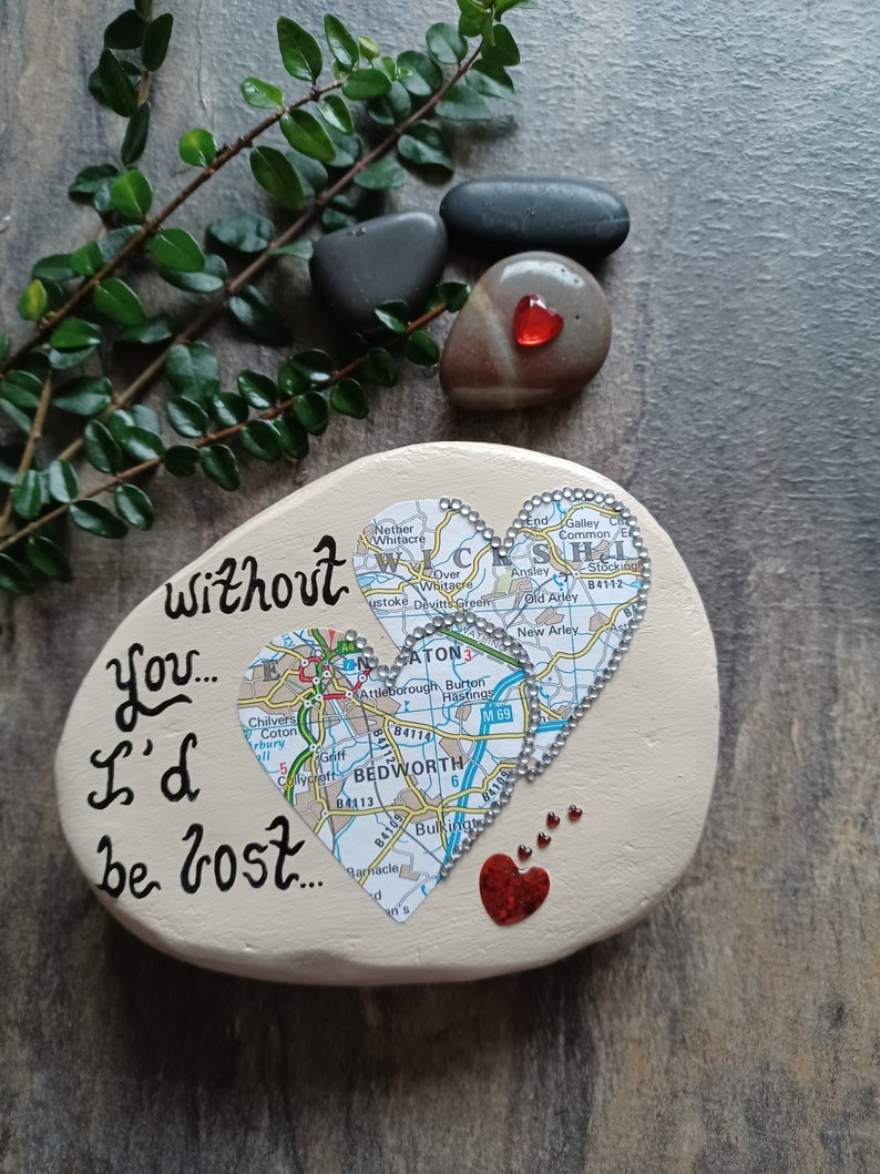 Anniversary gift for wife, For husband, Love token for partner, I be lost without you gift, Love pebble image 1