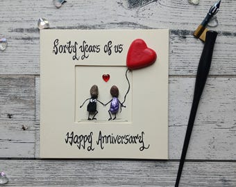 Ruby wedding card, Forty anniversary card, Ruby wedding card for wife, Husband ruby card, Forty years of us