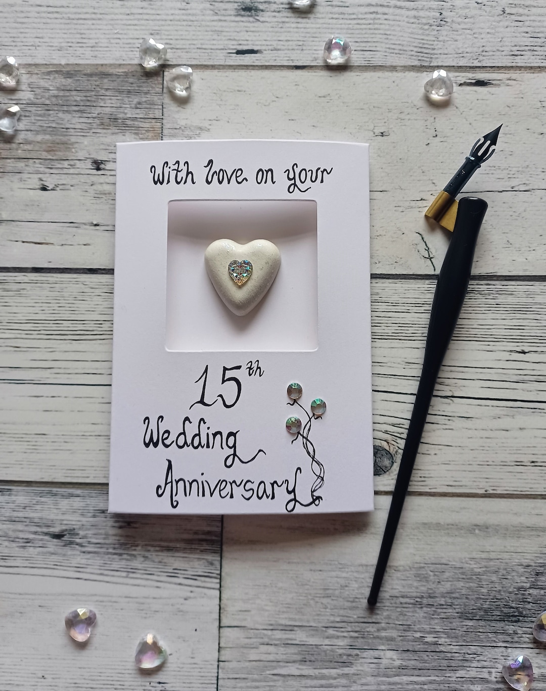 15th Wedding Anniversary Card, 15th Anniversary Card, Crystal Wedding