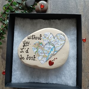 Anniversary gift for wife, For husband, Love token for partner, I be lost without you gift, Love pebble image 3