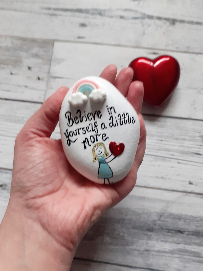 Believe in yourself pebble mental health gift worry stone ...