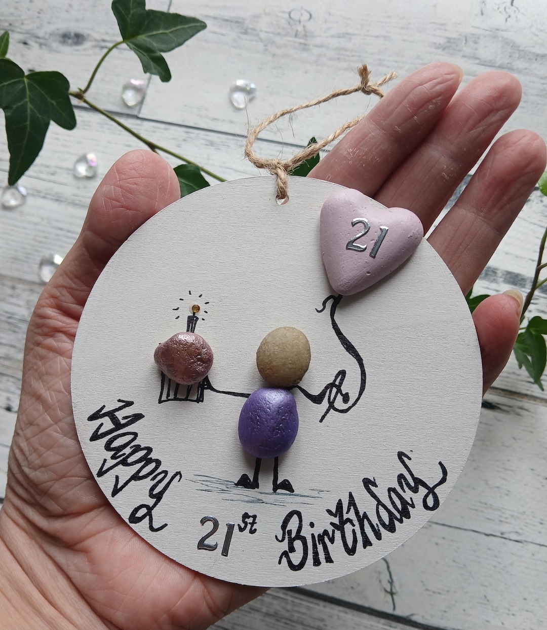 21st Birthday Gift For Her Pebble Hanging Wooden Plaque Personalised 21st-birthday-gift-for-her-pebble-hanging-wooden-plaque-personalised