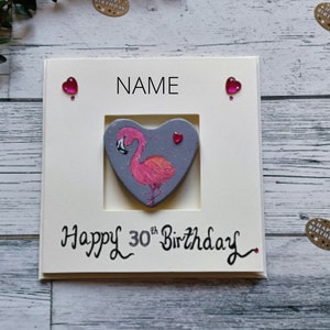 Carte du 30e anniversaire pour elle, carte d'anniversaire pour sœur, carte d'anniversaire personnalisée, 30e carte pour fille, carte d'anniversaire flamant rose, joyeux 30e
