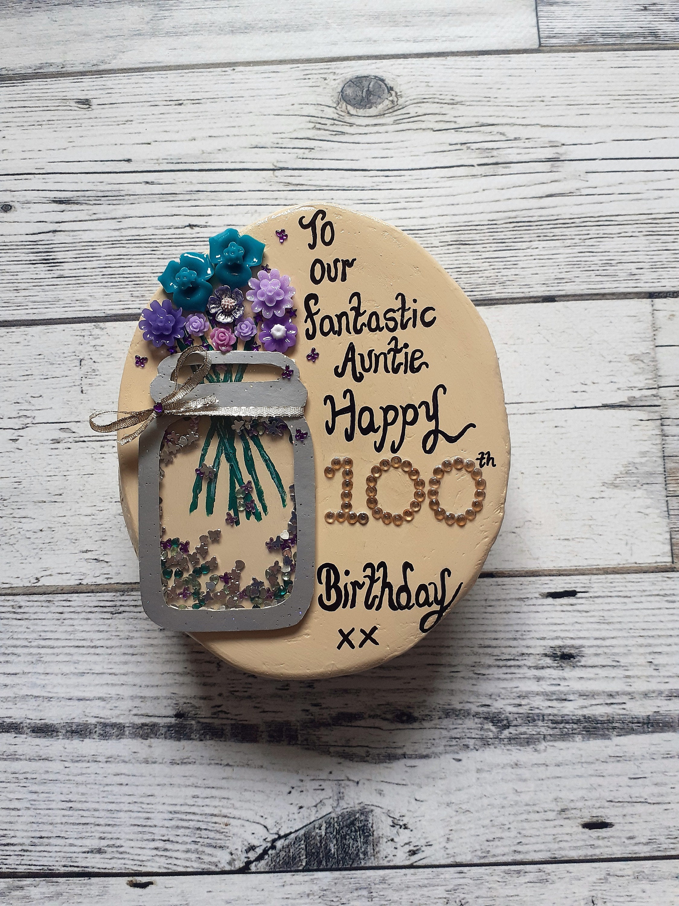 Personalised 100Th Birthday Pebble Birthday Gift For Her | Etsy