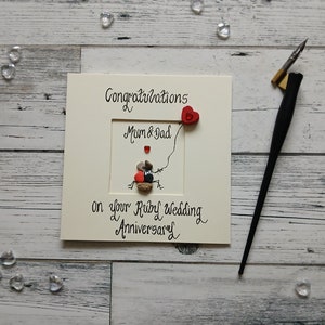 Carte de mariage rubis, anniversaire rubis pour couple, carte de 40 ans, carte d'anniversaire de 40 ans, carte d'anniversaire personnalisée