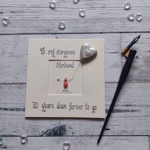 Carte de mariage 30 ans pour mari, carte 30 ans mari, carte de mariage perle pour lui, carte 30 ans ensemble