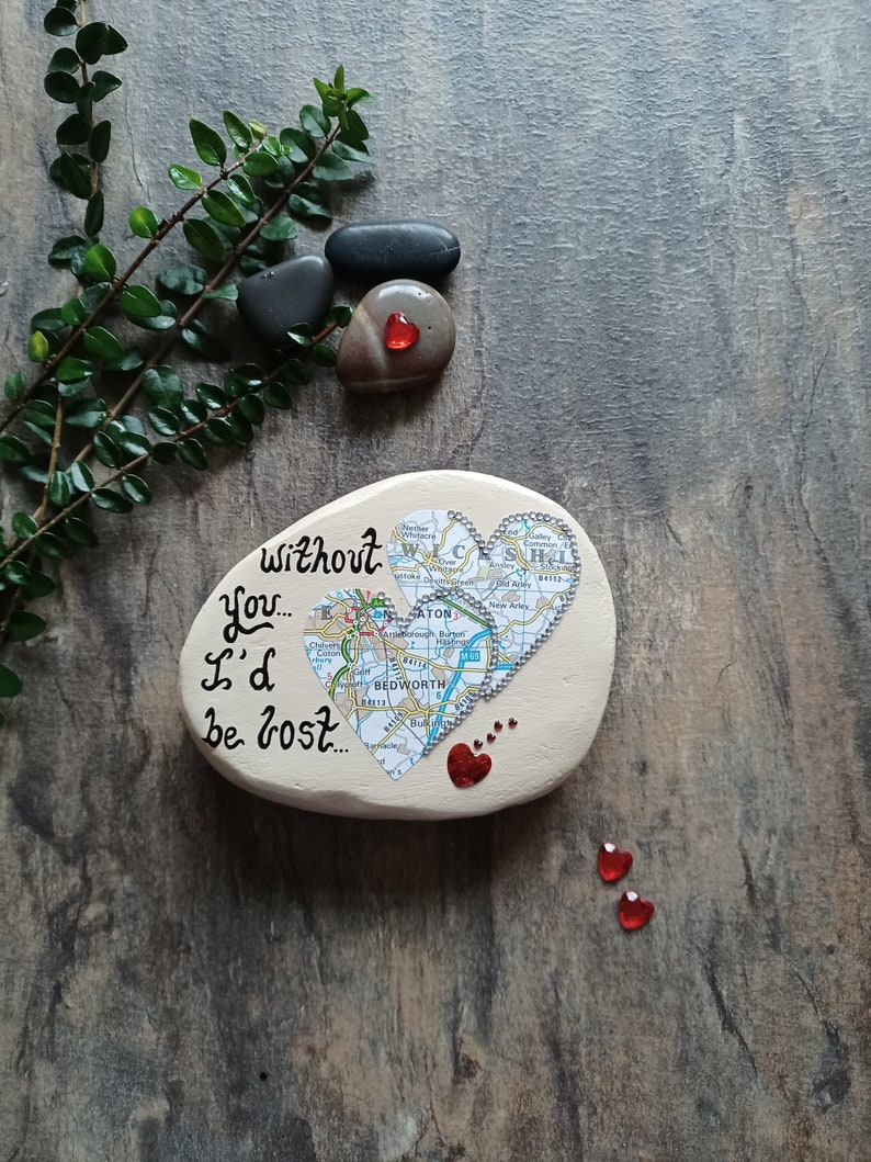 Anniversary gift for wife, For husband, Love token for partner, I be lost without you gift, Love pebble image 4