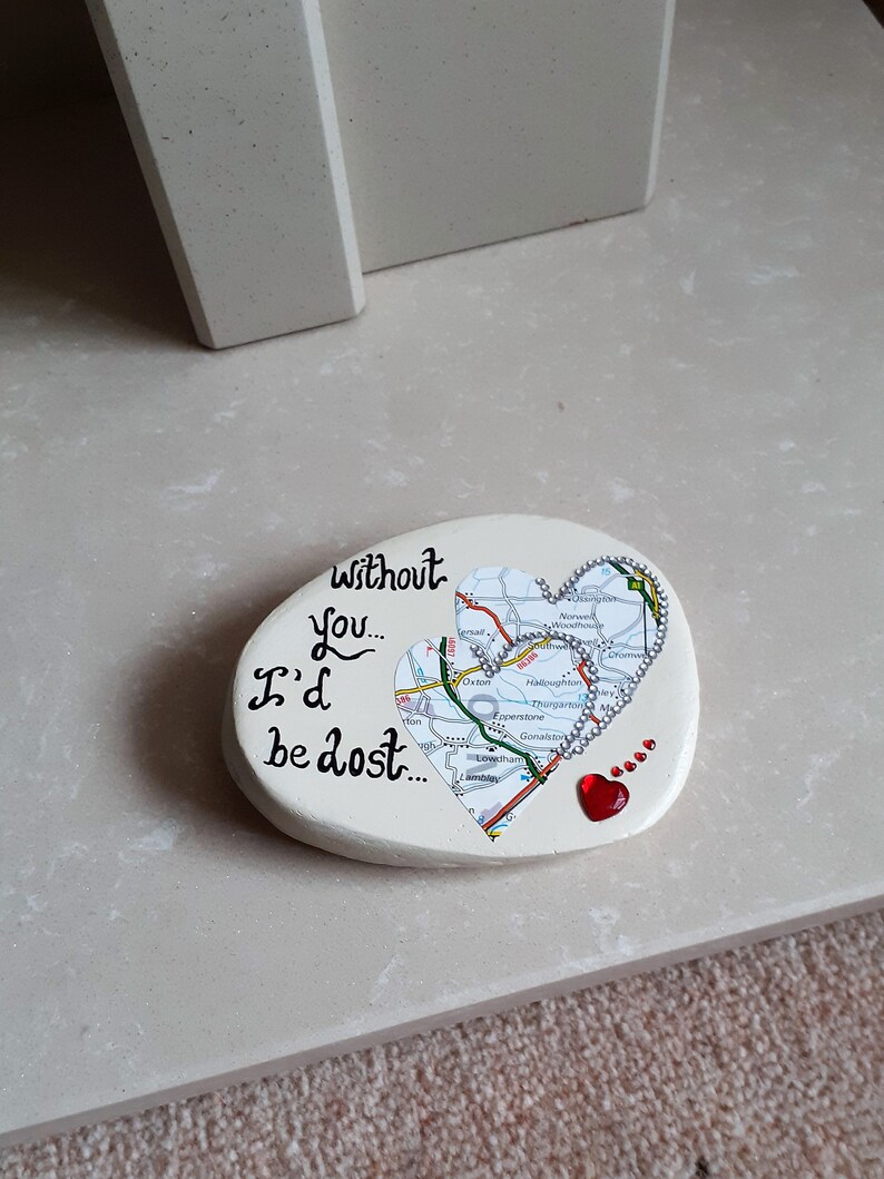 Anniversary gift for wife, For husband, Love token for partner, I be lost without you gift, Love pebble image 7