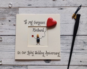 Ruby wedding card, Ruby anniversary card for husband, 40th wedding card, Husband ruby wedding card