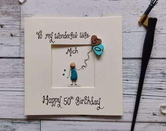 Carte d'anniversaire d'épouse, carte de 50e anniversaire pour femme, anniversaire important, carte de cinquante ans, carte d'anniversaire pour elle