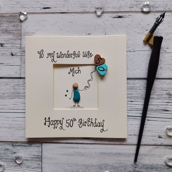 Birthday card for wife, 50th card for wife, Milestone birthday card for wife, Fifty card, card for her