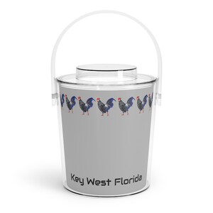 Ice Bucket with Tongs Key West Chicken Gray