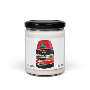 Scented Soy Candle, hand painted art 9oz Key Wes Southernmost Point Buoy