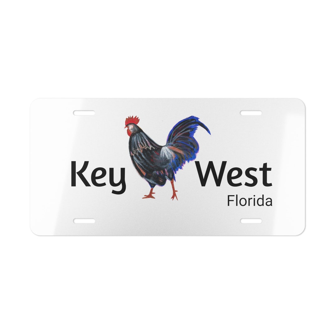 Vanity Plate Key West Florida Chicken White Etsy