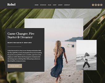 Feminine Divi Child Theme Rebel / Premium WordPress Business Theme / Woocomerce Theme / Organic Boho Chic Divi / Custom WordPress Theme