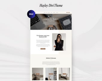 Hayley Divi Child Theme | Divi Template for Coaching, Authors, Entrepreneurs | Blog Website Template, Portfolio, Travel Blogger Website