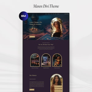 Maven Mystical Divi Theme: Dunkellila WordPress Website Template für Spiritual Business
