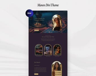 Divi andlig webbplatsmall | Deep Purple WordPress-tema för coacher, healers, tarotföretag | Maven Mystical