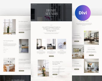 Divi Child Theme Home Affairs / WordPress Theme / Interior Design Website Template / Premade Layout - Creative Business - DIY Template