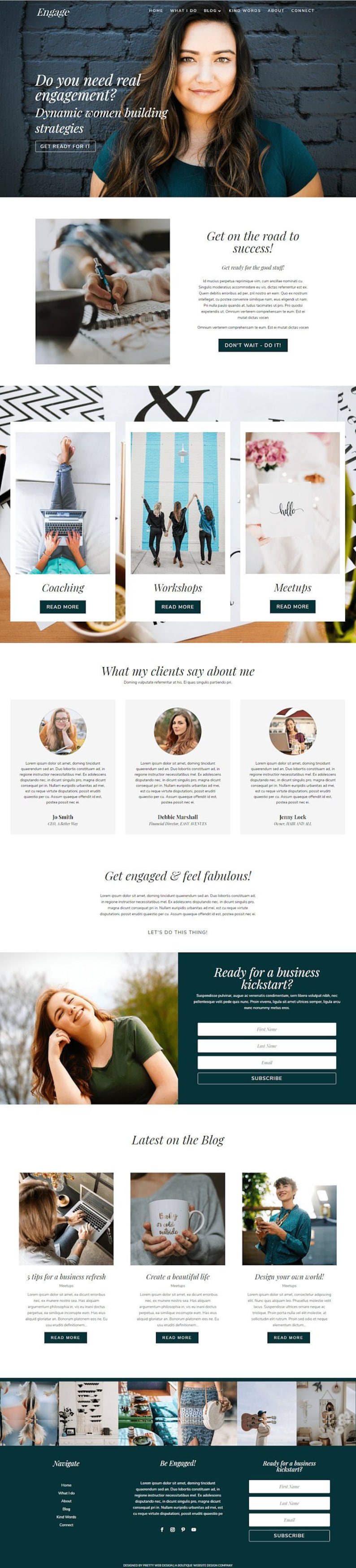 Engage Divi Child Theme. Divi Coaching Theme. Divi Builder Layout. Divi Template. Business WordPress theme. Online Entrepreneurs image 1