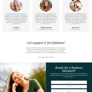 Puede incluir: Una p&aacute;gina de inicio de sitio web con un fondo verde y un texto blanco superpuesto. El texto dice "Think outside the box" y "Live, breathe, create Kind Words". El sitio web presenta una llamada a la acci&oacute;n para "Get the latest news" y una secci&oacute;n titulada "What my clients say about me".