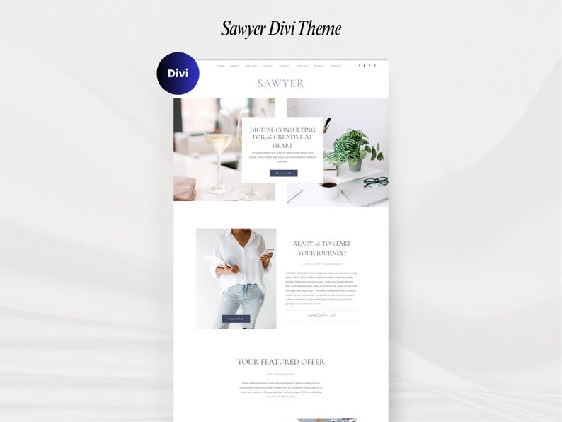 Sawyer Divi Child Theme, Coaching websites, WordPress Template, Blog Website Template, Portfolio, Website Template, Travel Blogger Website