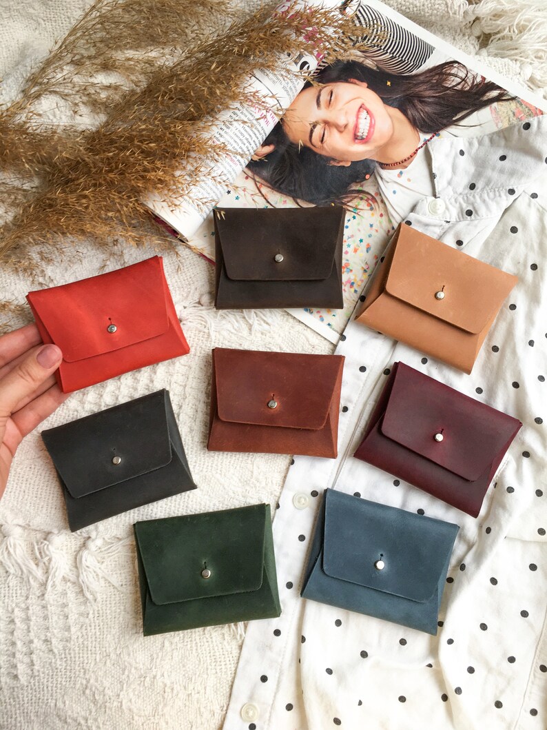 Personalized cash envelope leather wallet for women Small Etsy