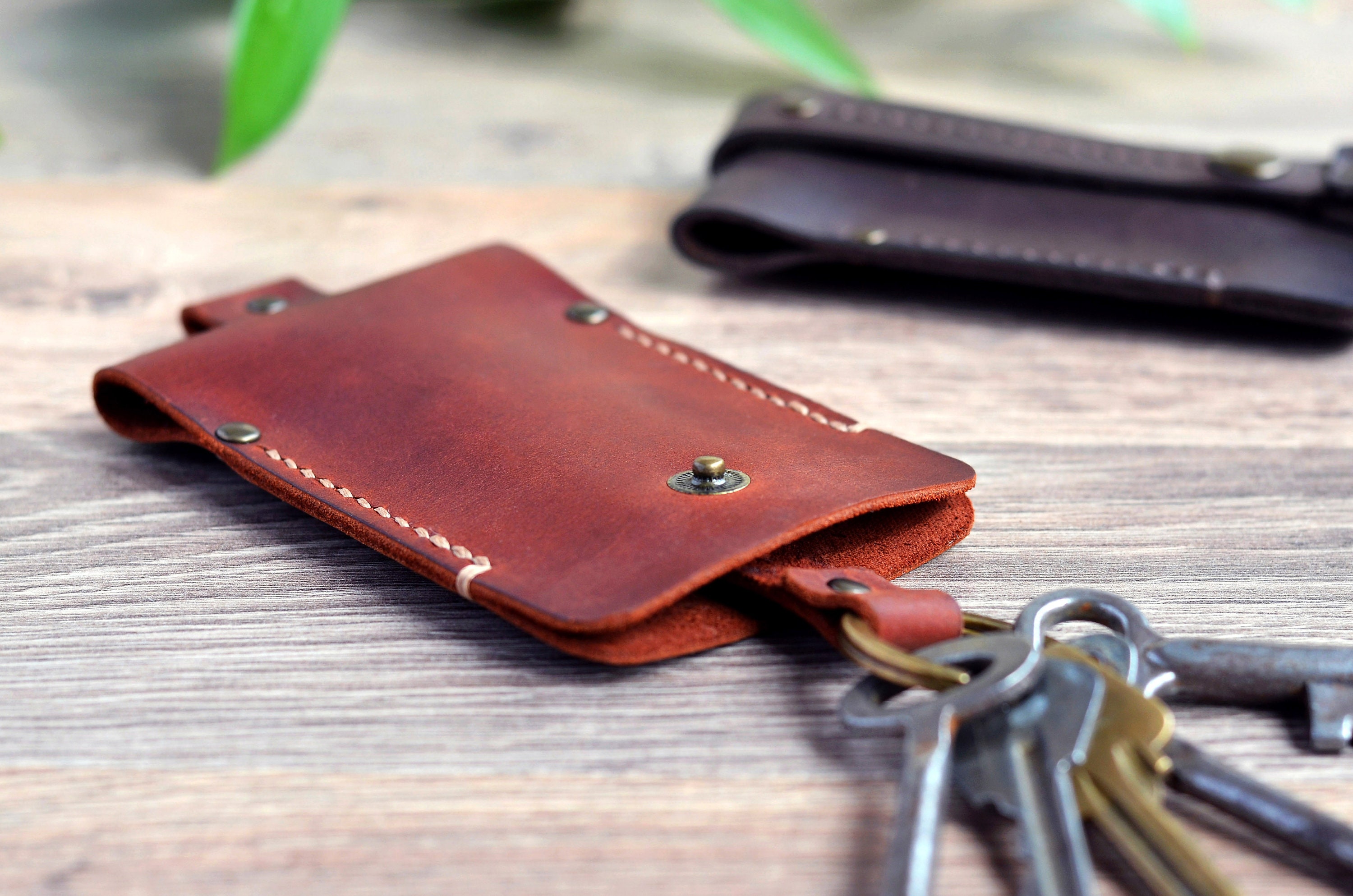 Personalized leather key holder men Handmade distressed Etsy
