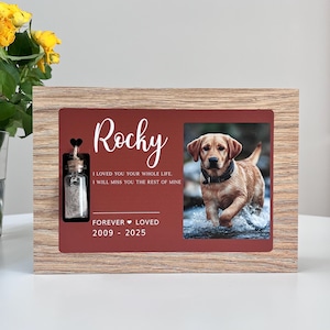 Personalized Pet Memorial Urn with Photo & Fur Keepsake Jar Box for ashes Cremation Casket for Dog Sympathy Hair Shadowbox