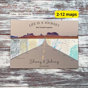 Carte de voyage personnalisée « Forrest Gump Point Road » – Cadeau d&#39;anniversaire de 10 ans en métal personnalisé pour lui ou elle, cadeau de 10e anniversaire en aluminium