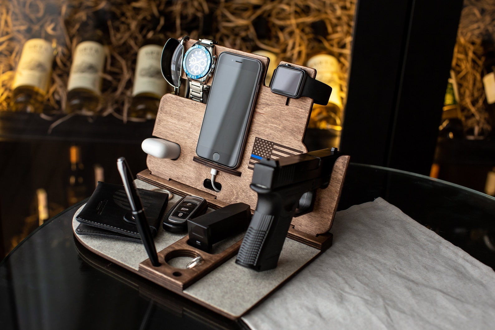 Dock Station With Gun Holder Wood Docking Station With Gun Etsy