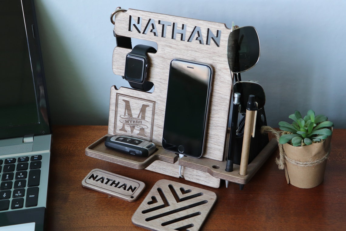 Fun Gifts for College Guys: 14 Winning Ideas 4 Custom docking station, Gift for men, Christmas gift, Present for him, Phone stand, custom gift idea