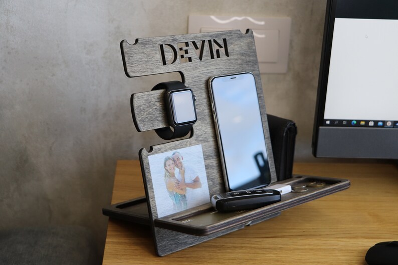 Docking Station Desk Organizer Wood dock station phone Etsy