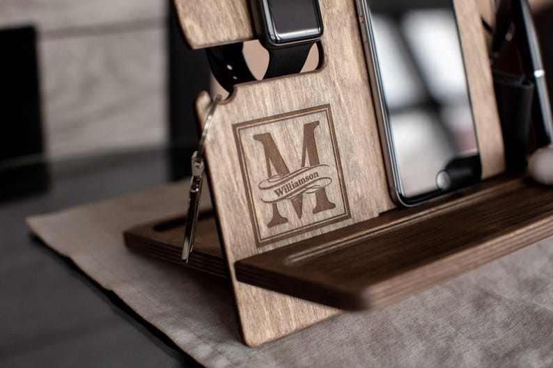 Custom Wood Docking Station - Christmas Gift Ideas: Men's Accessories Organizer image 6